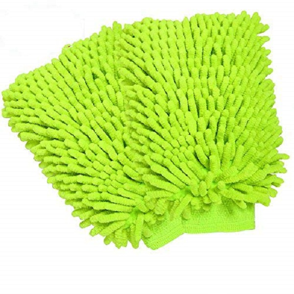 GREEN Microfibre Wash Mitt Ultra Soft Car Cleaning Dusting Washing Glove Noodle Sponge